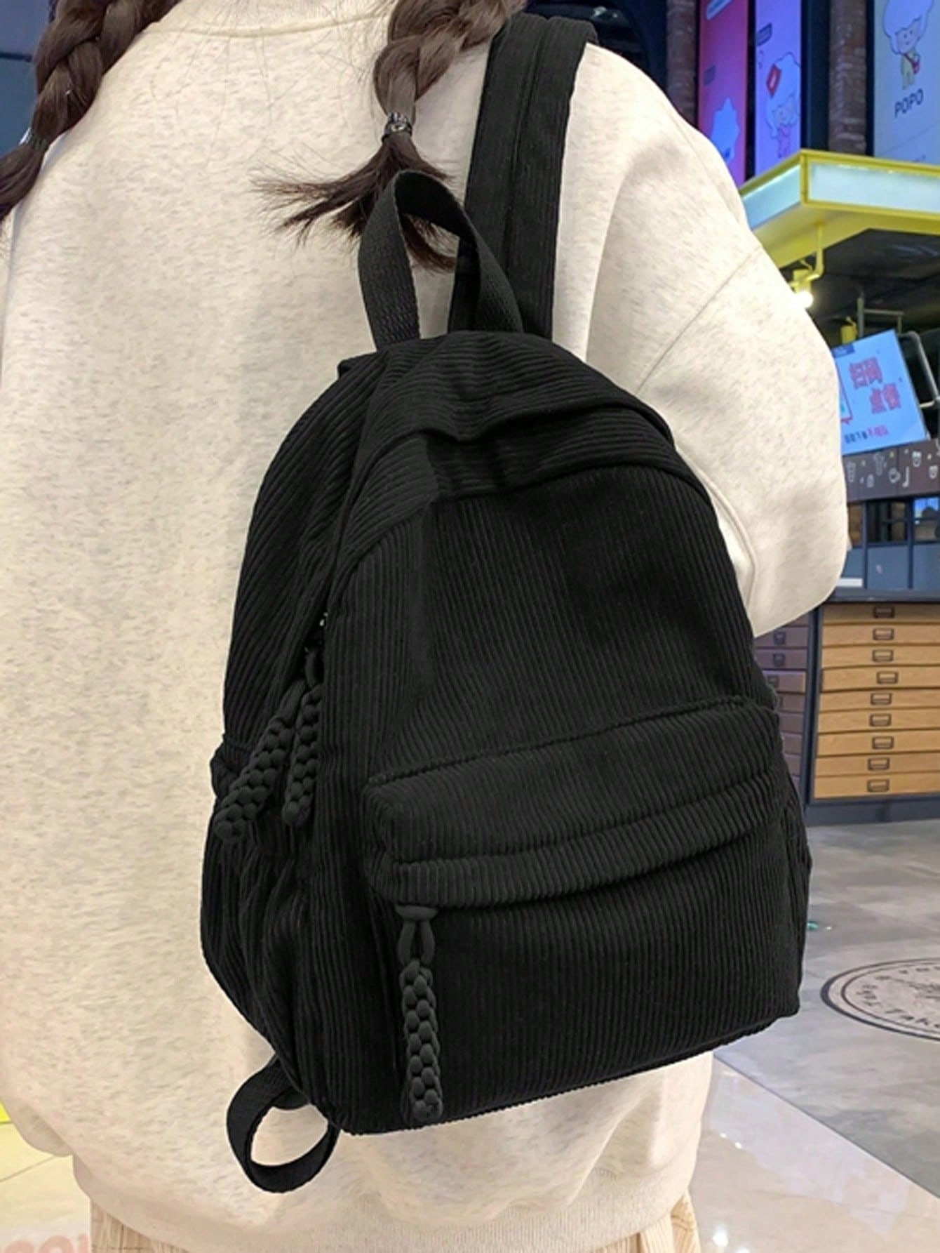 Women Bags Casual - Solid Color Corduroy Fabric Fashionable And