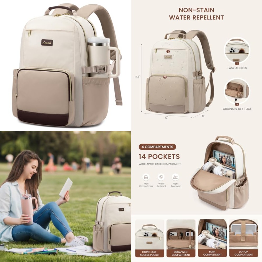 Women Bags For Work - Laptop Backpack for Women with Pouch