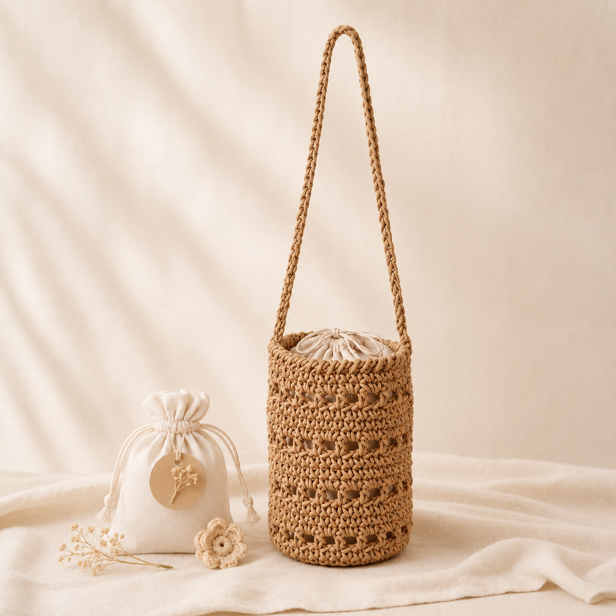 Women Bags Casual - Colorful Crochet Bucket Bag Hollow Woven