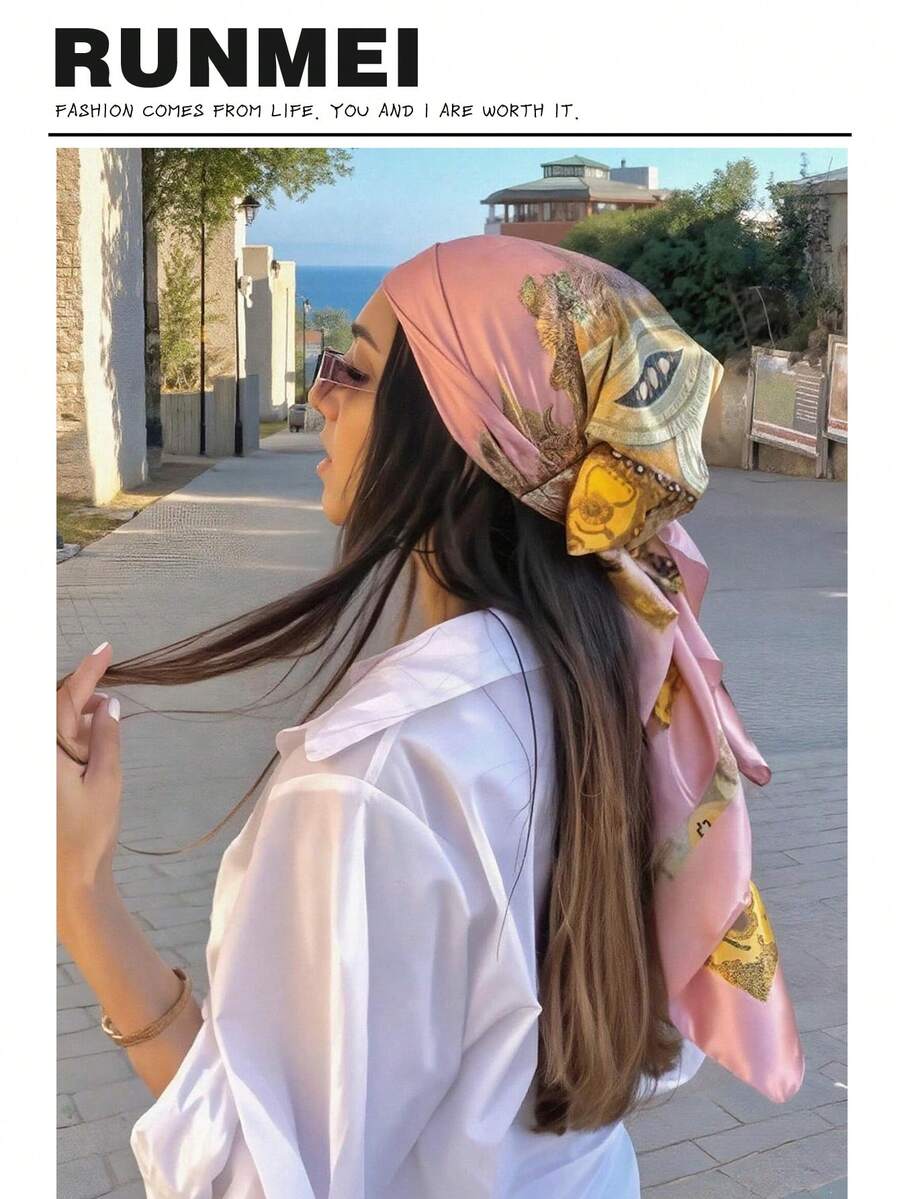 Women'S Bags Everyday - Soft Pink Satin Square Scarf With
