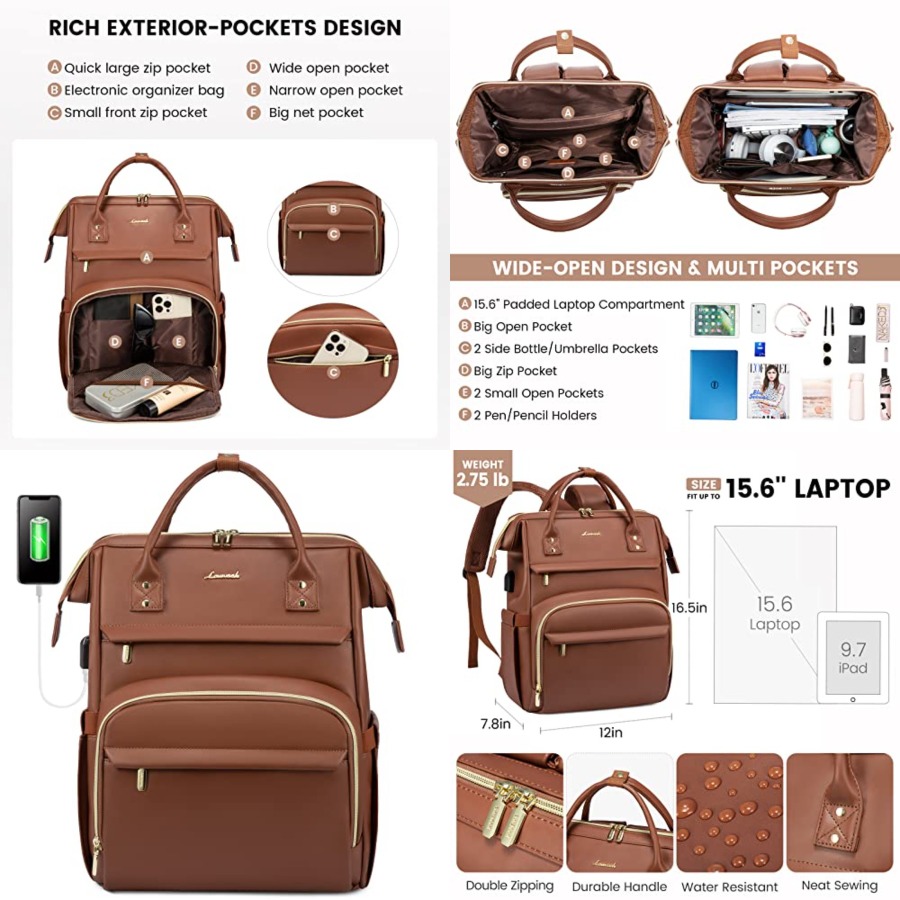 Leather Laptop Backpack for Wo - Women Bags For Work บทวิจารณ์และราคา