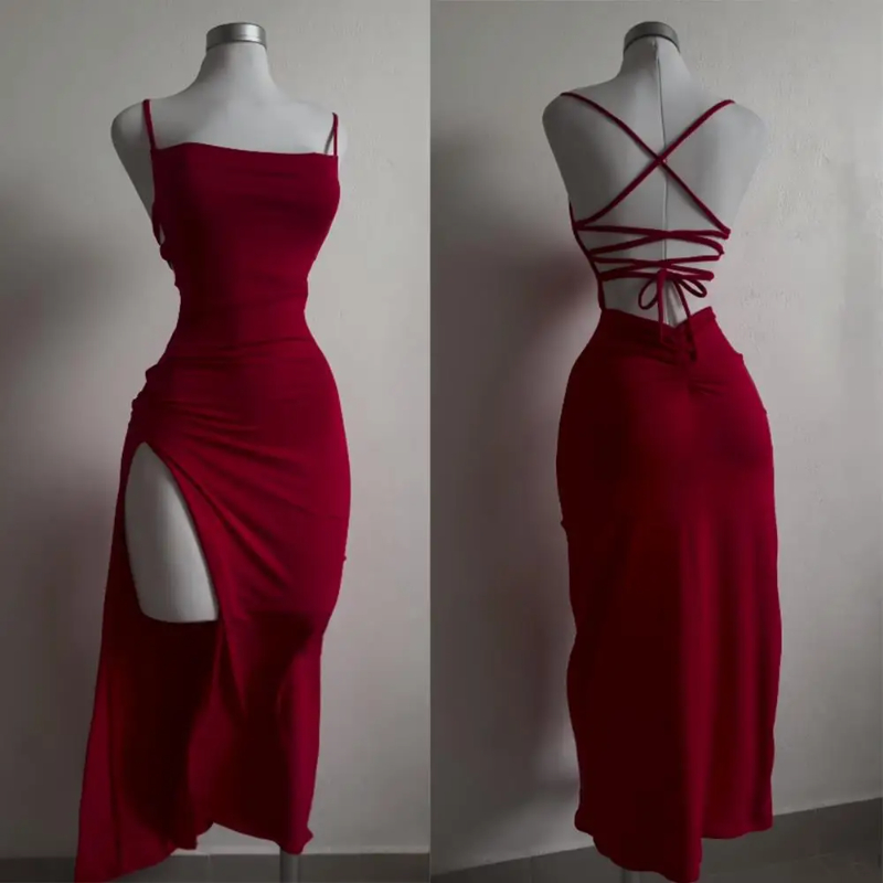 2025 Sexy Suspender Slit Dress - Women Bags Winners บทวิจารณ์และราคา
