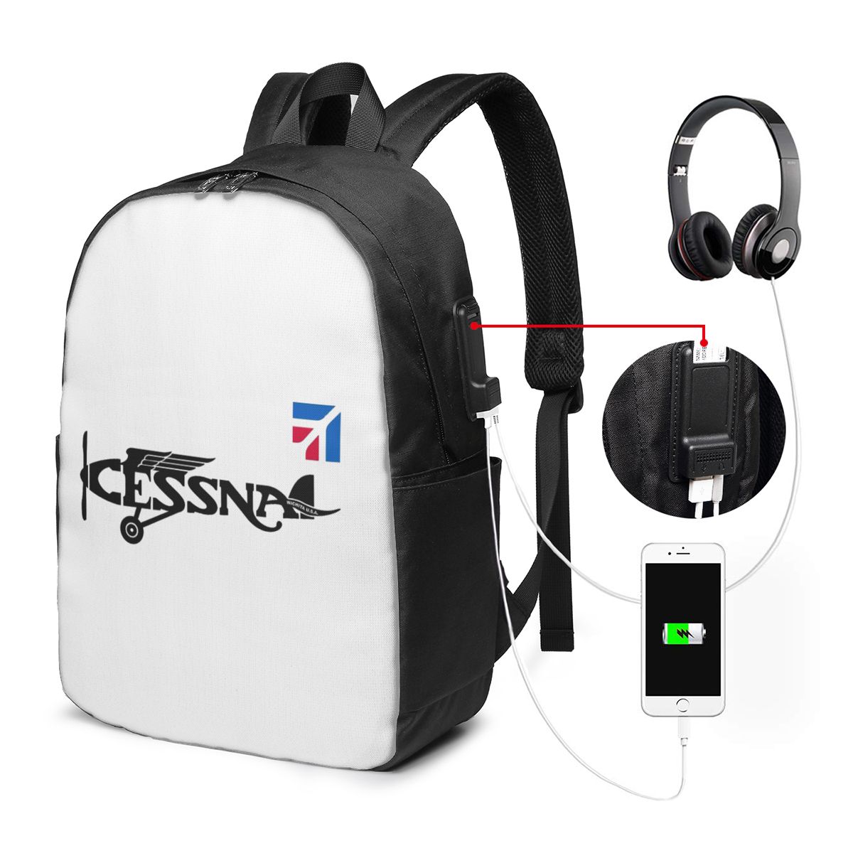 Cessna Logo Backpack Travel No - Women Bags Laptop บทวิจารณ์และราคา
