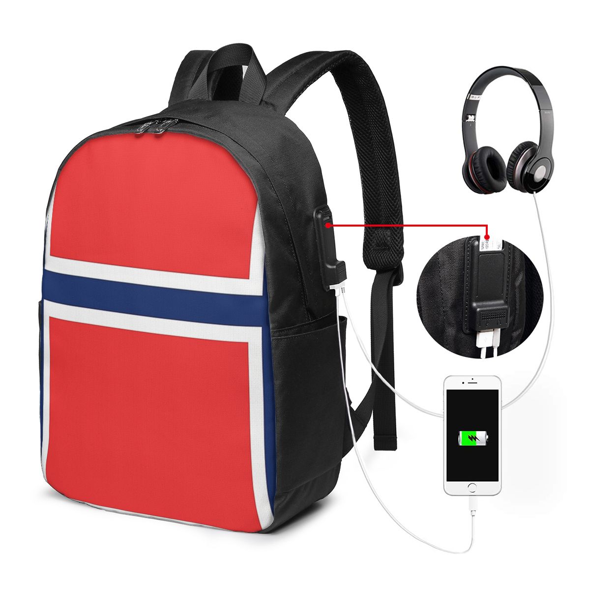 Norway Flag Backpack Travel No - Women Bags Laptop บทวิจารณ์และราคา