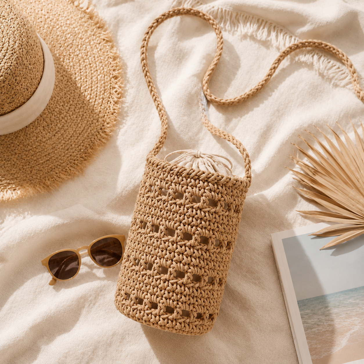 Colorful Crochet Bucket Bag Ho - Women Bags Casual บทวิจารณ์และราคา