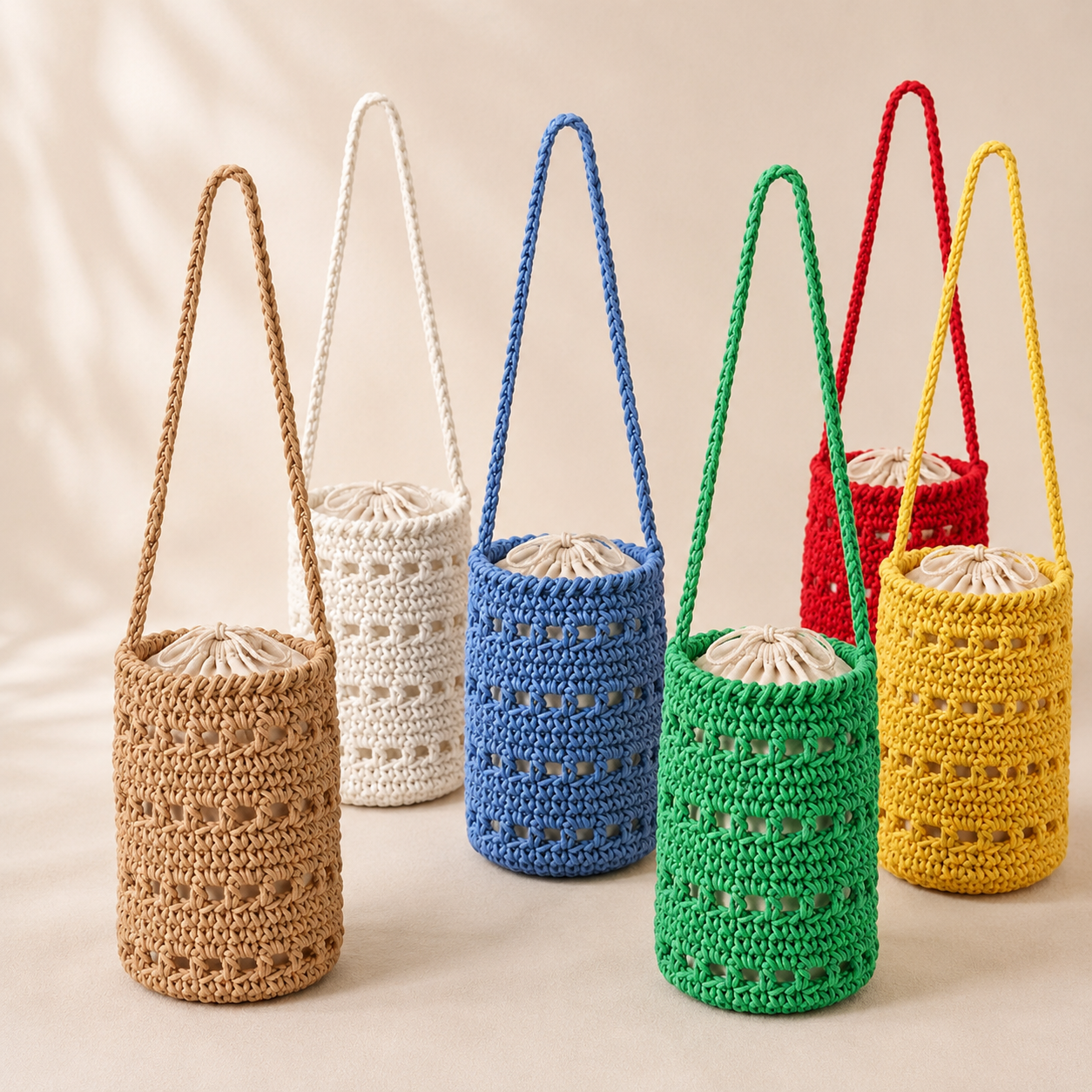 Colorful Crochet Bucket Bag Ho - Women Bags Casual บทวิจารณ์และราคา
