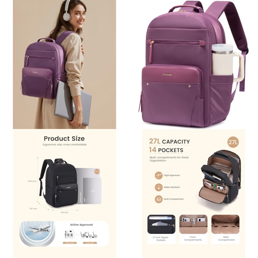 Laptop Backpack for Women with - Women Bags For Work บทวิจารณ์และราคา