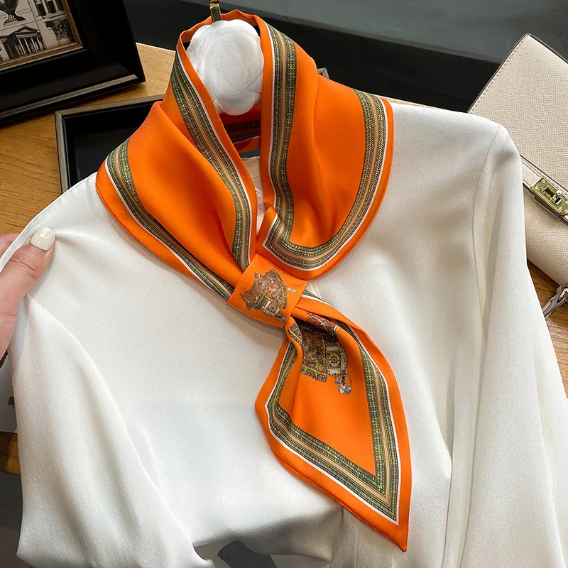Retro Print Skinny Silk Scarfs - Women Bags For Office บทวิจารณ์และราคา