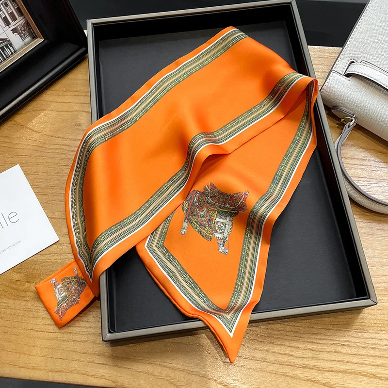 Retro Print Skinny Silk Scarfs - Women Bags For Office บทวิจารณ์และราคา