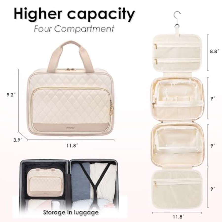 Beige Travel Toiletry Makeup B - Women Bags Rack บทวิจารณ์และราคา