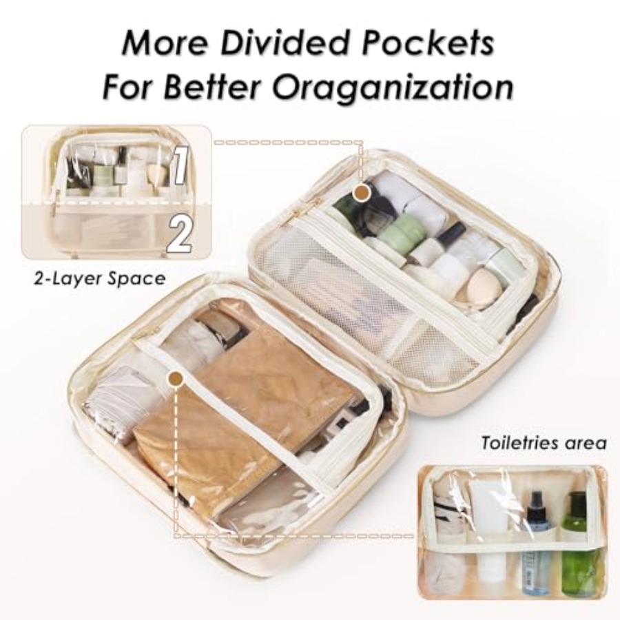 Beige Travel Toiletry Makeup B - Women Bags Rack บทวิจารณ์และราคา