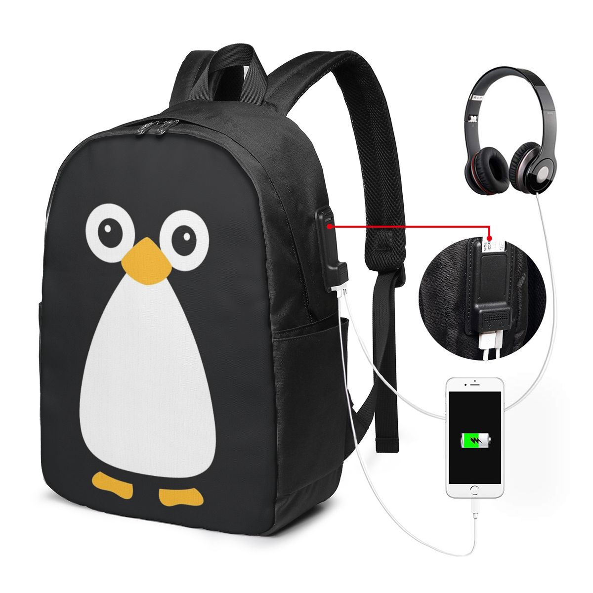 Cute Vector Penguin Backpack T - Women Bags Laptop บทวิจารณ์และราคา
